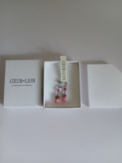 Coeur de Lion GeoCUBE Viva Magenta Pink Swarovski Crystal Earrings New Boxed CAN POST