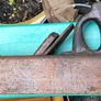 : Antique Wooden Bench Plane with Tote Handle & Iron Blade  Vintage Joiner Tool Image 2