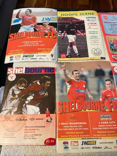 League of Ireland soccer programmes mostly Shelbourne any 5 for 10 euro