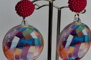 Round Geometric Pattern Beaded Stud Earrings