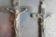 Antique Nuns Crucifix Skull Crossbones 5'' And 3,5"