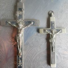 Antique Nuns Crucifix Skull Crossbones 5'' And 3,5"