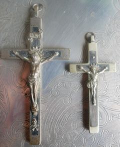 Antique Nuns Crucifix Skull Crossbones 5'' And 3,5"