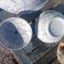 Minton blue and white marble style jug, bowl and sponge and soap dish. D18 Image 5