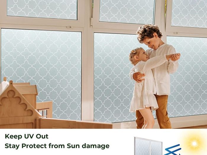 Frosted Privacy Window Film Opaque Window Covering Film UV Blocking Removable Glass Self Adhesive Static Cling for Glass Windows Home Office Bathroom (44.5x200cm)