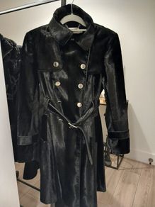 Karen Millen Black Velvet Military Coat