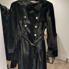 Karen Millen Black Velvet Military Coat