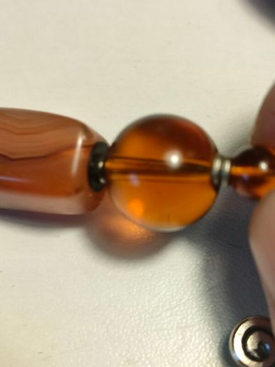 Mid Century Sterling Silver,Amber,Agate and Spinel Necklace
