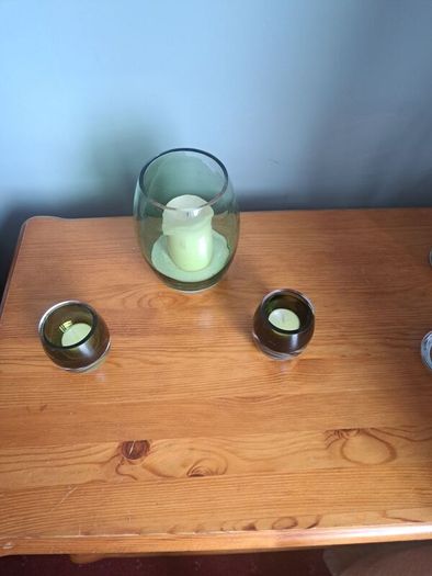 Glassware- candle holders, bowl