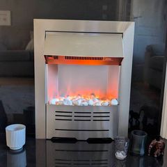 Modern Brushed Steel Electric Fire