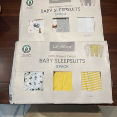2 x 3pk of Lily and Dan Baby sleep suits & 5pk of short sleeve body suits