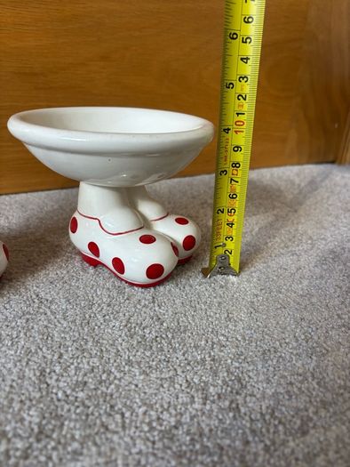Vintage Carlton Ware Walking Ware Red Polka Dot Footed Sweet Dishes Bowls Pair