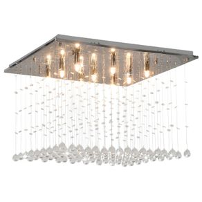 Ceiling Lamp with Crystal Beads Silver Cubic G9