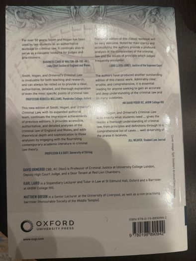 Criminal Law Smith, Hogan and Ormerod's (Seventeenth Edition)