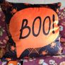 Bedlam Brand Boo Halloween Cushion in Orange Image 4
