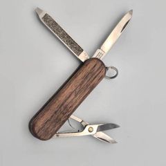 Vintage Victorinox Classic Sd 58mm Swiss Army Knife Keychain tool with Custom Walnut wood  Handle